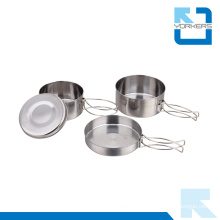 Stainless Steel Pot Pans Camping Cook Set for Picnic